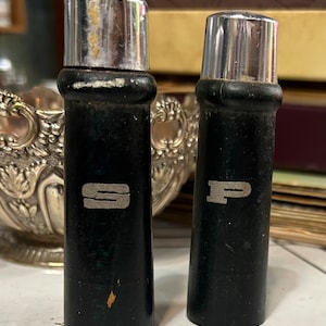 Mid-Century Dark Wood Salt And Pepper Shakers
