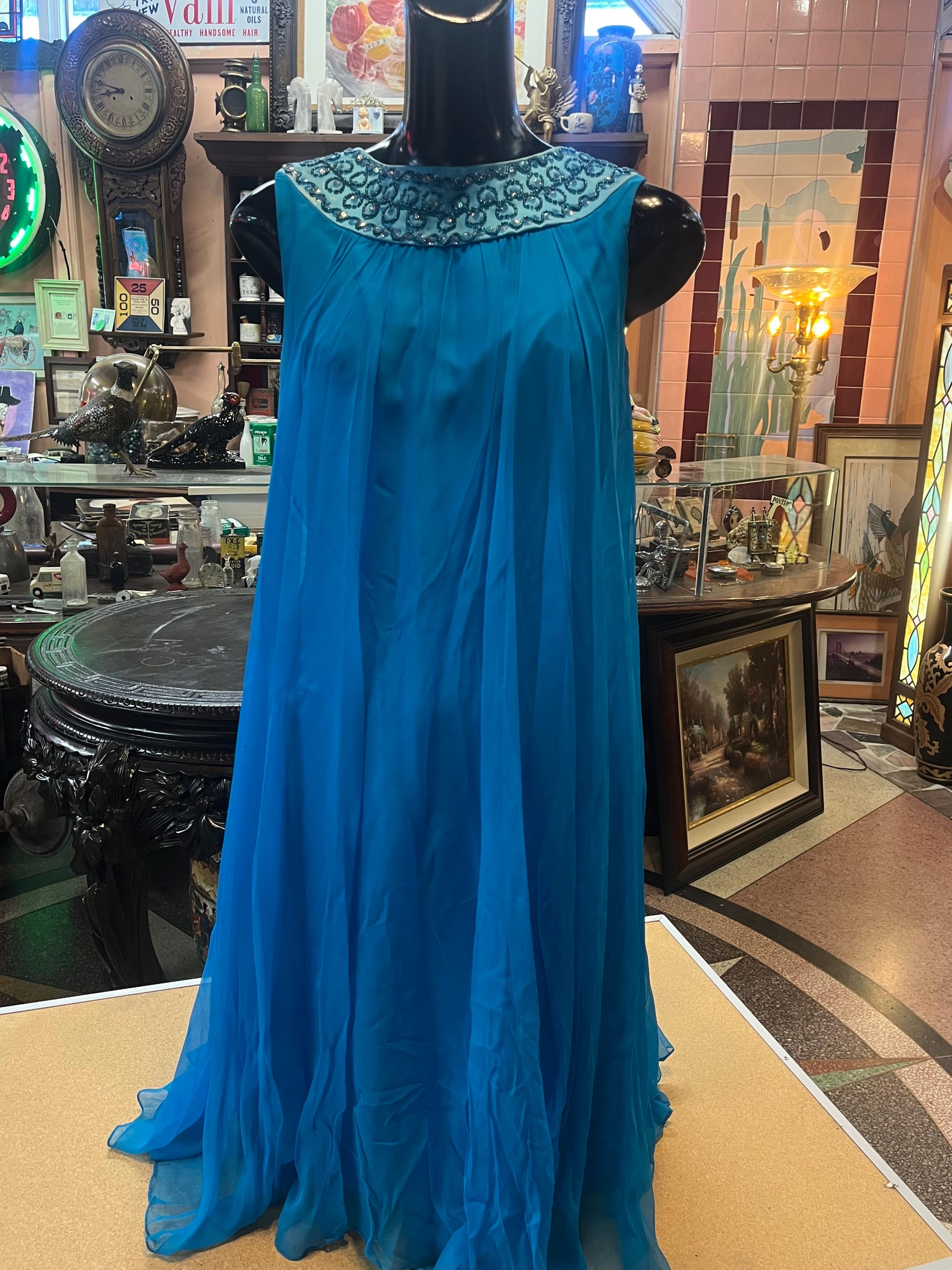 off the shoulder beaded chiffon midi dress Elaine Chiffon Beaded Maxi Dress - Sky Blue