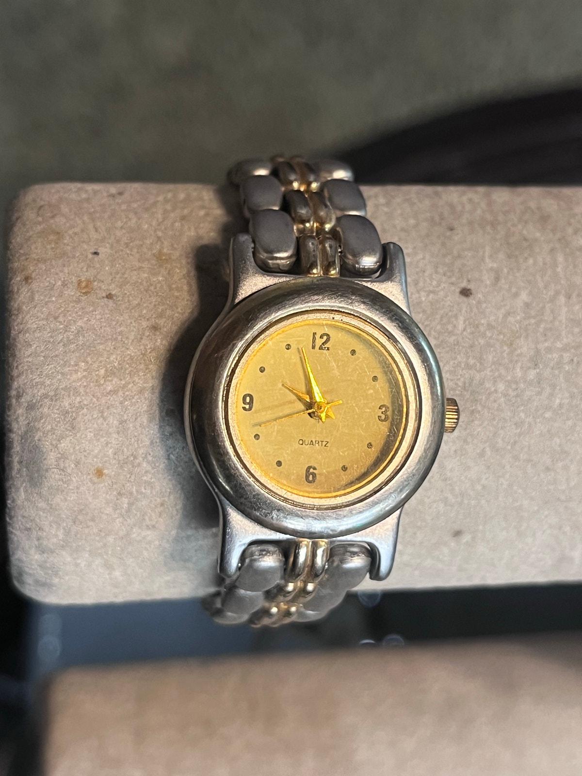 Vintage Ladies Two Tone Quartz Watch Gold Dial Panther Link  display picture 1