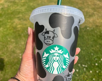 Starbucks cup-cow print cold cup tumbler-UK-Official Starbucks cup, cows, print, present birthday starbucks venti tumbler reusable cup, xmas