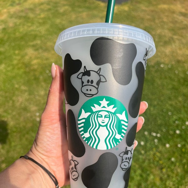 Starbucks cup-cow print cold cup tumbler-UK-Official Starbucks cup, cows, print, present birthday starbucks venti tumbler reusable cup, xmas