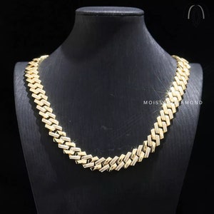 Collar de moissanita de 15 mm y 22 pulgadas, cadena de eslabones cubanos de Miami para hombre, cadena cubana de diamantes de moissanita VVS, collar de eslabones cubanos, regalo para él