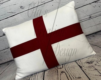 St George’s Cross Pillow – Handmade England Flag Cushion – English Decor Throw Pillow – Patriotic Home Accent