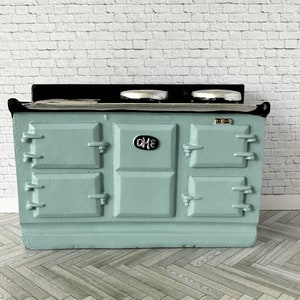 1:12 Scale Dolls House Miniature Aga Style Cooker in Pale Blue