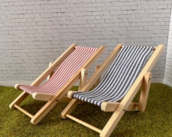 1:12 Scale Dolls House Miniature Folding Deck Chairs