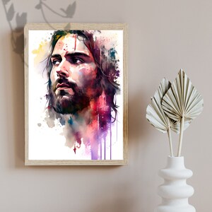 Jesus Digital Portrait Printing Jesus Christ&#39;s Embrace Printable Art Jesus of Nazareth Wall Art Printable Watercolor Jesus Christ Poster