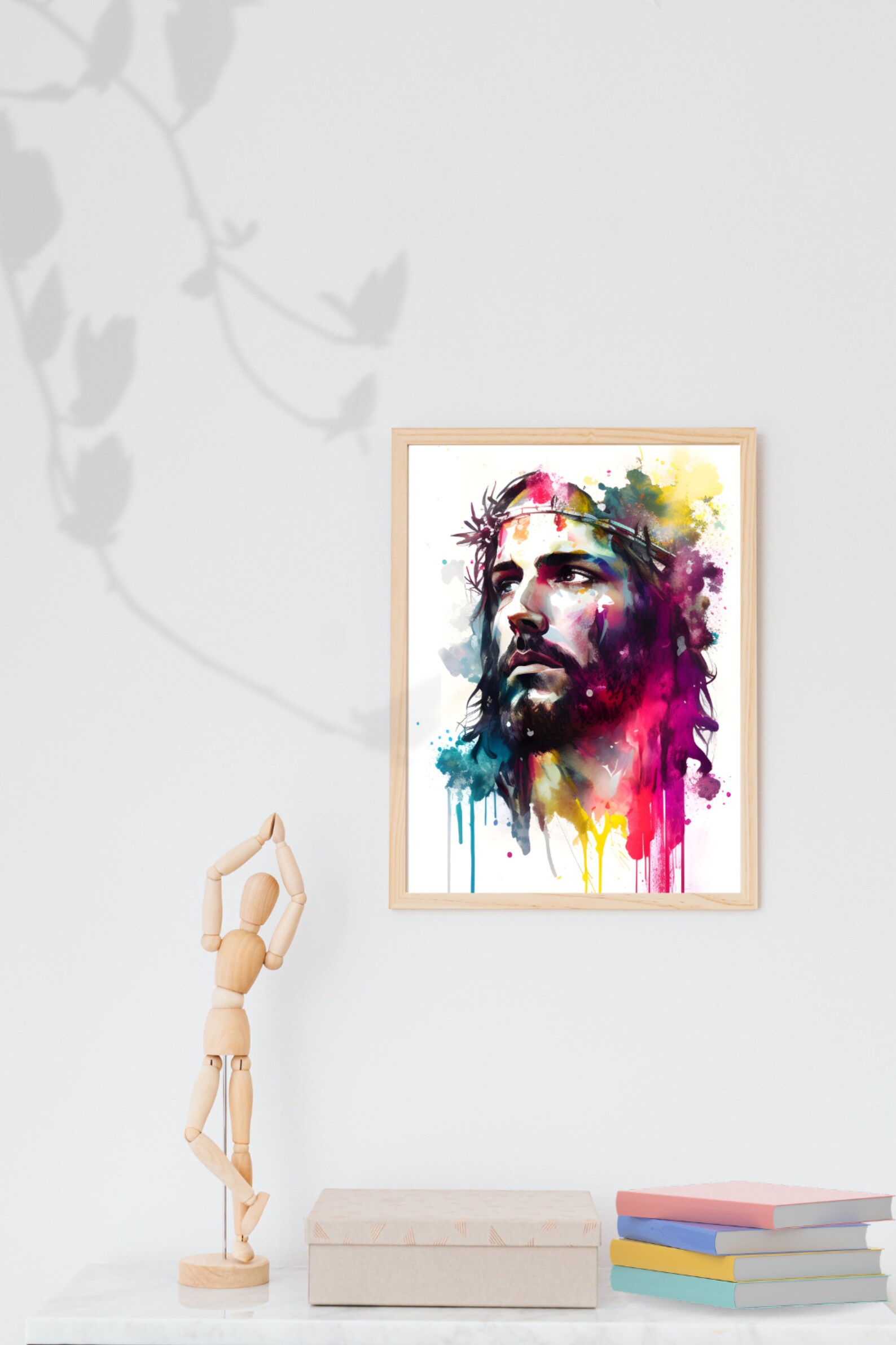Jesus Christ Portrait Watercolor Wall Art Jesus Portrait Christian Wall