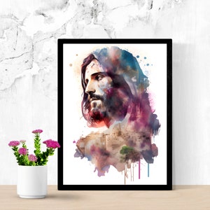 Jesus of Nazareth in Bethlehem Double Exposure Print  Christian Wall Decor  Religious Art for Home