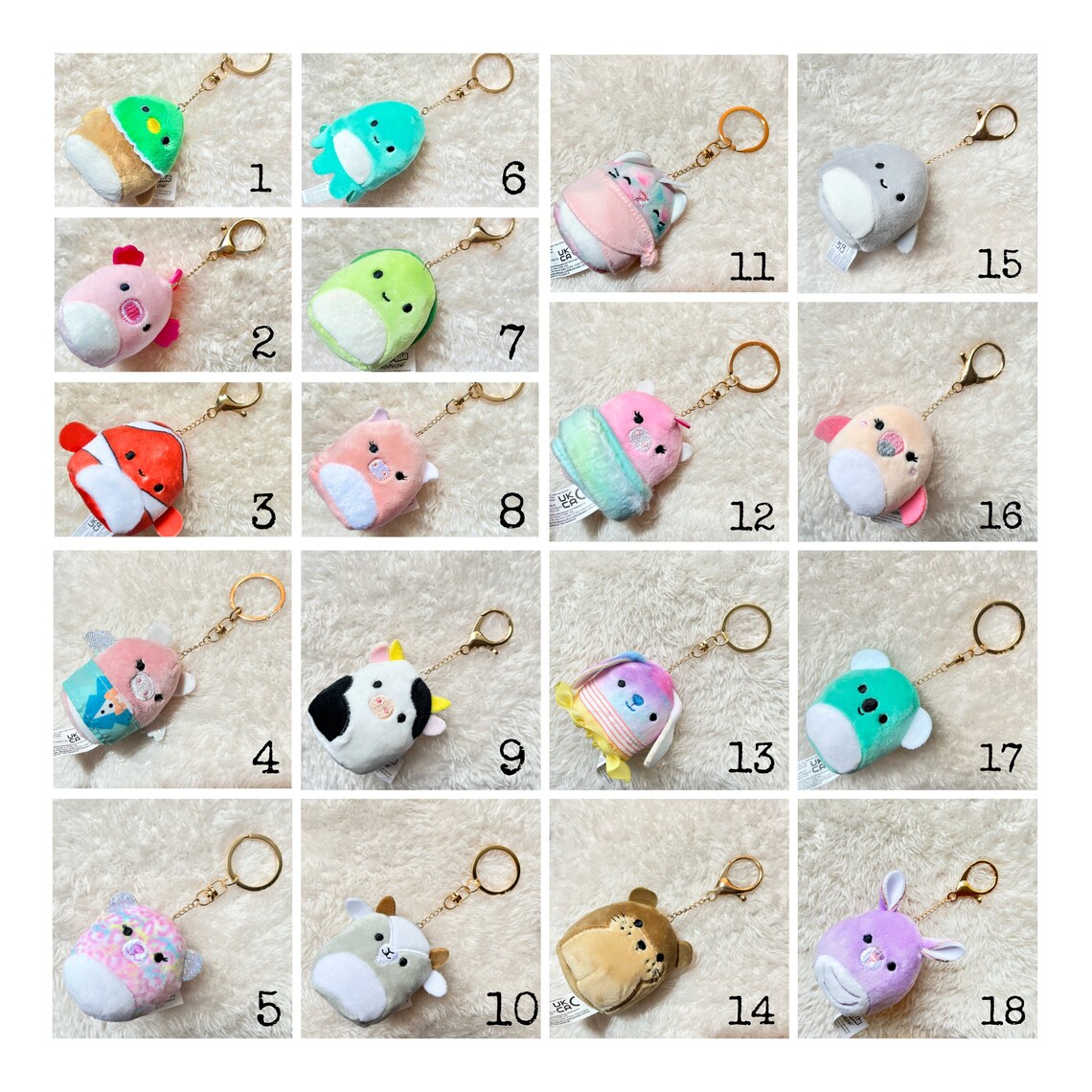 Squishmallows Squishville Custom Handmade Keychain Key Rings Etsy