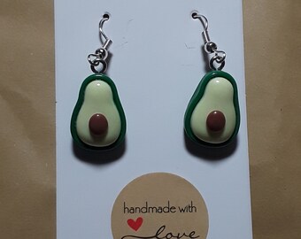 Novelty Avocado earrings Food  kawaii kitsch Gumball on silver plated wire