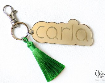 Mirrored Acrylic Custom Name Keychain – Personalized Shape, Engraved