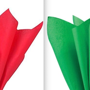 Confezione da 5 fogli di carta velina di lusso rossa e 5 verde, spessa 18 g/m², ecologica, dimensioni 75 cm x 50 cm, prepiegata, spedizione in giornata entro le 15:00!