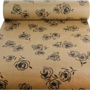 Black Rose Print Eco Friendly Gift Wrapping Paper, 100% Recycled & Recyclable Gift Wrap, Kraft Birthday Wrapping Paper, Sustainable image 6