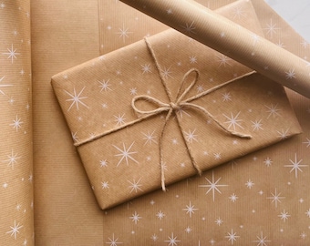 Wrapping Paper Christmas White Sparkle 50CM Wide Eco Friendly, 100% Recycled Kraft | Recyclable, Sustainable, Plastic Free Gift Wrap