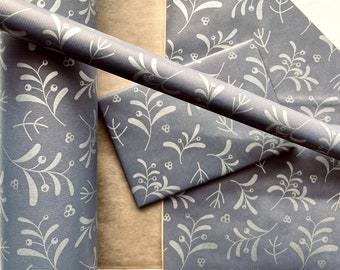 Navy Blue Silver Mistletoe Eco Friendly Gift Wrapping Paper, 100% Recycled & Recyclable, Luxury Sustainable Xmas Paper
