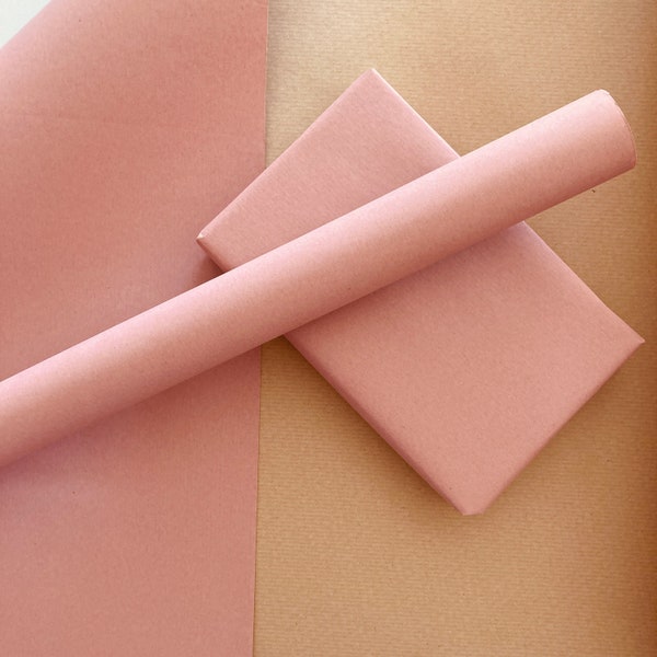 Baby Pink Umweltfreundliches Geschenkpapier, 100% recycelt und recycelbar, Kraftpapier, Geburtstagsgeschenkpapier, Valentinstagsgeschenkpapier