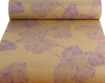 Geschenkpapier Lila Flieder Blumen 50 CM Breit Eco Freundlich, 100% Recycled Kraftpapier | Recyclebare, nachhaltige, plastikfreie Geschenkverpackung