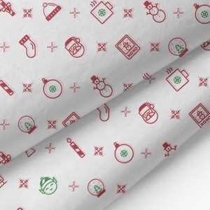 Carta velina ecologica con stampa natalizia, 100% riciclata e riciclabile, stampa di Babbo Natale, carta velina natalizia, carta velina stampata di lusso con pupazzo di neve
