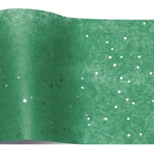 Peut inclure: Papier de soie vert avec des points de paillettes blancs.