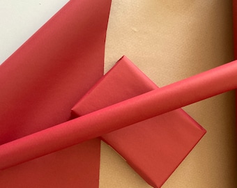 Wrapping Paper Red 50CM Wide Eco Friendly, 100% Recycled Kraft | Recyclable, Sustainable, Plastic Free Gift Wrap