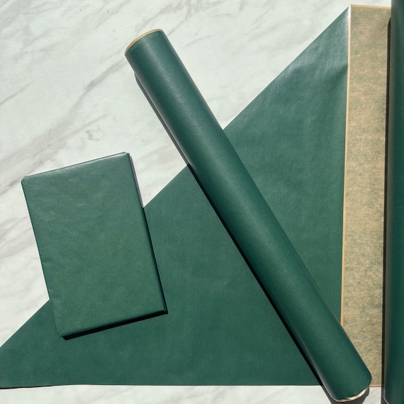 Green Lined Eco Friendly Gift Wrapping Paper, 100% Recycled & Recyclable,  Sustainable Kraft Wrapping Paper, Birthday Gift Wrap 