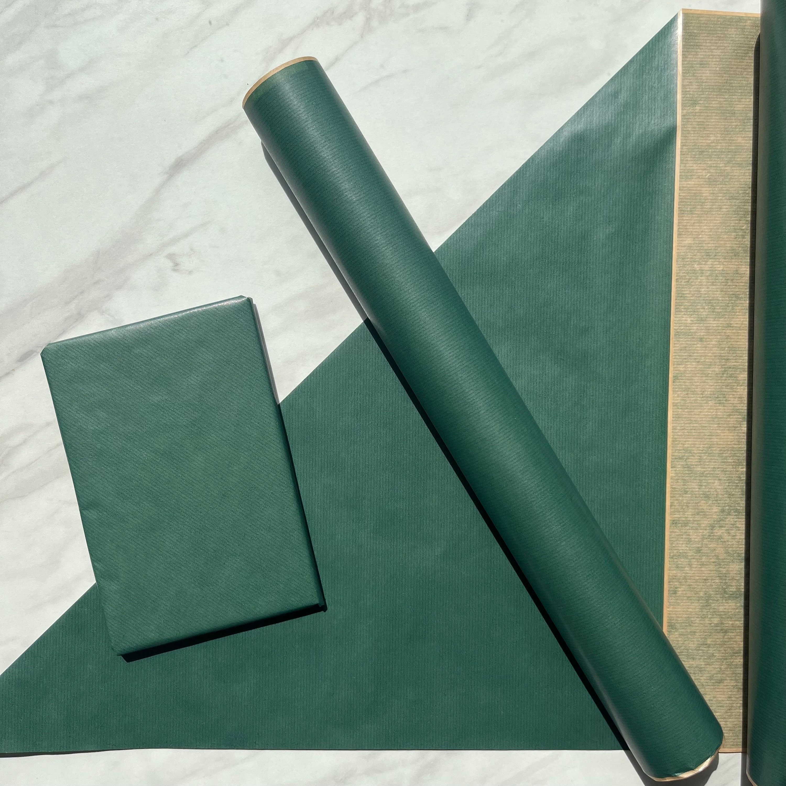 Christmas Greenery GREEN Recyclable Wrapping Paper Set DEEP GREEN Eco  Friendly Gift Wrap 