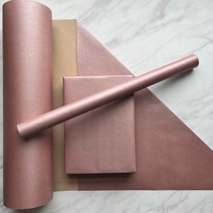 Carta da regalo ecologica in carta kraft rosa lucida oro rosa, 100% riciclata e riciclabile, carta da regalo per compleanno, anniversario, festa della mamma