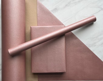 Pink Rose Gold Ribbed Christmas Eco Friendly Gift Wrapping Paper, 100% Recycled & Recyclable, Kraft Wrapping Paper