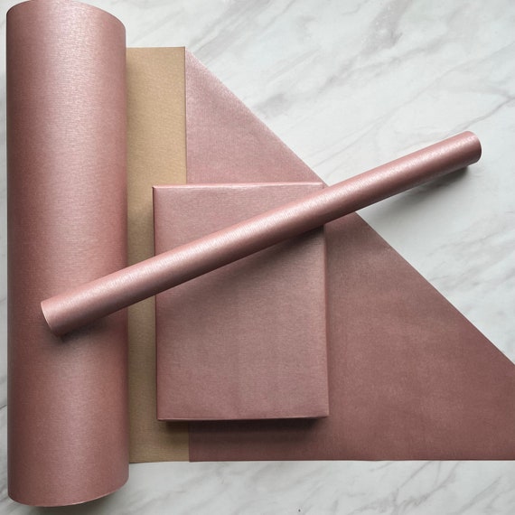 Pink Rose Gold Ribbed Christmas Eco Friendly Gift Wrapping Paper, 100%  Recycled & Recyclable, Kraft Wrapping Paper 