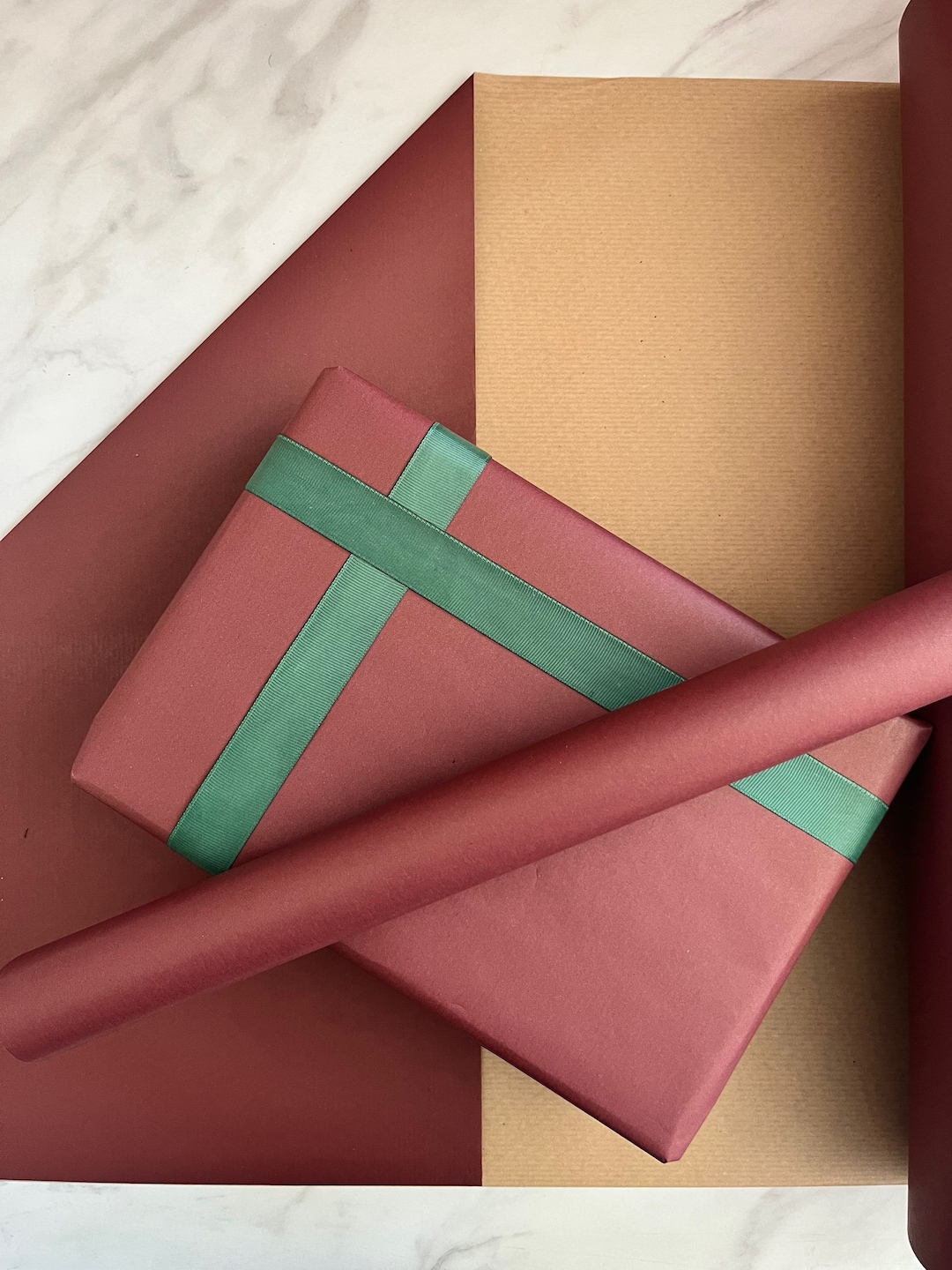Christmas Maroon Gift Wrapping Paper 100 Eco Friendly Etsy UK