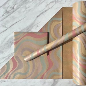 Candy Swirl Stripes Pastell Frühling Umweltfreundliches Geschenkpapier, 100% recycelt und recycelbar, Muttertag, Geburtstagspapier.