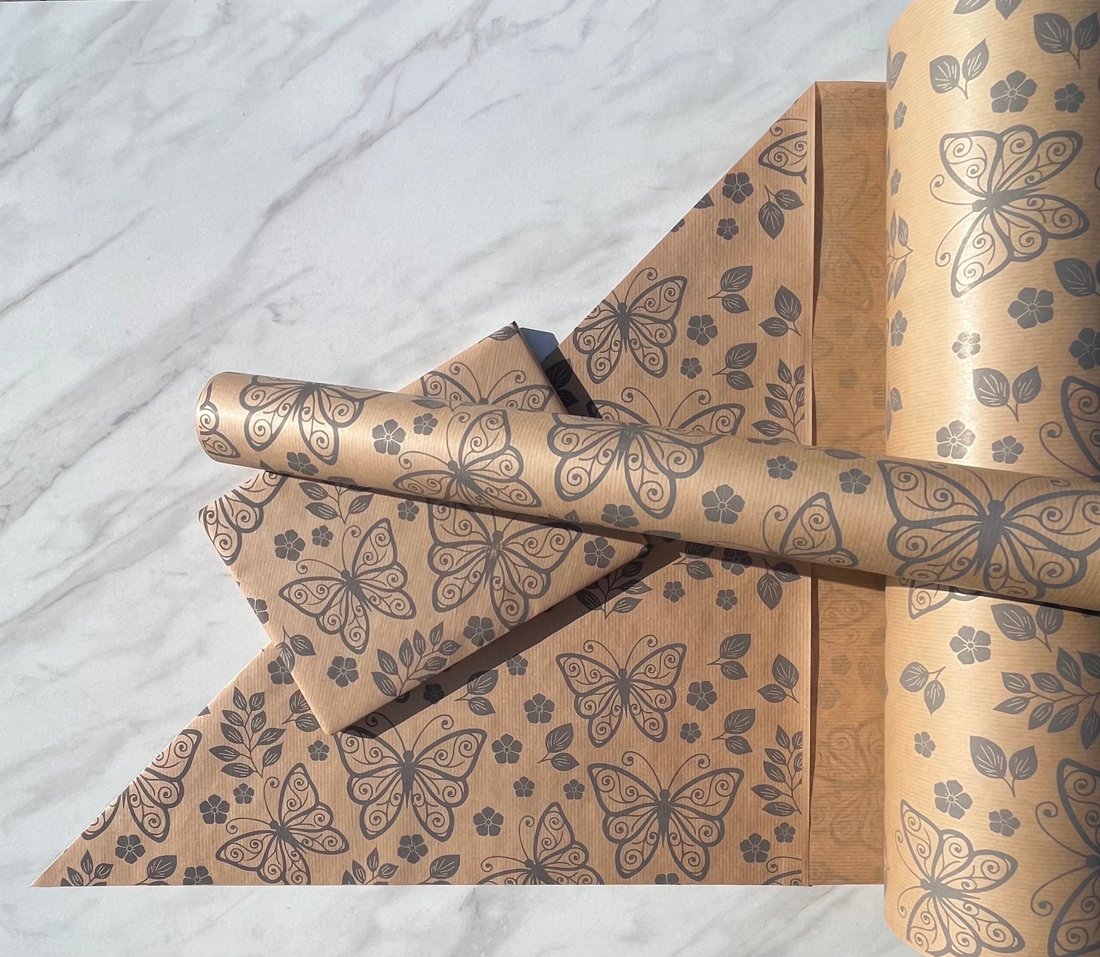Wrapping Paper Evie Grey 50CM Wide Eco Friendly, 100% Recycled Kraft | Recyclable, Sustainable, Plastic Free Gift Wrap