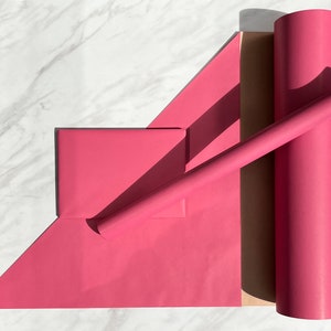 Papier d'emballage cadeau kraft écologique rose rosa, 100 % recyclé et recyclable, Papier cadeau d'anniversaire, Ruban assorti, Fête des Mères