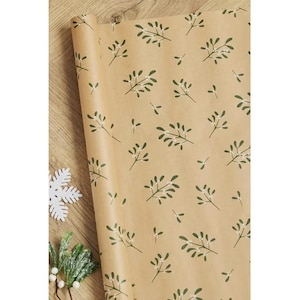Maretak 5 meter luxe, milieuvriendelijk kerstkraftcadeaupapier, 100% gerecycled en recyclebaar, geleverd in milieuvriendelijke verpakking.