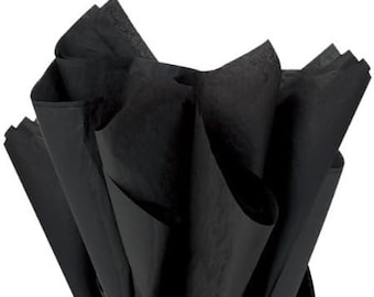 Paquete de 5 o 10 hojas de papel tisú de lujo, color negro, 18 g/m² de grosor, ecológico, tamaño completo 75 cm x 50 cm, predoblado, envío el mismo día antes de las 3 p. m.