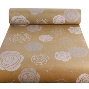 Weiß Grau Rose Print umweltfreundliches Kraft Geschenkpapier, 100% recycelt und recycelbar, Muttertag, Geburtstag Geschenkpapier.