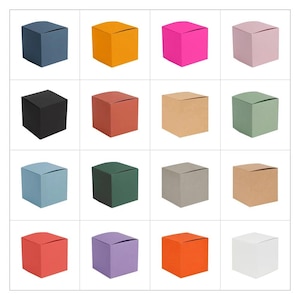 Cajas de regalo planas de cartón kraft de colores, 10x10x10 cm - Elija entre 16 colores y estilos