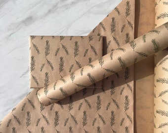 Christmas Ferns Eco Friendly Gift Wrapping Paper, 100% Recycled & Recyclable, Luxury Sustainable Kraft Wrapping Paper