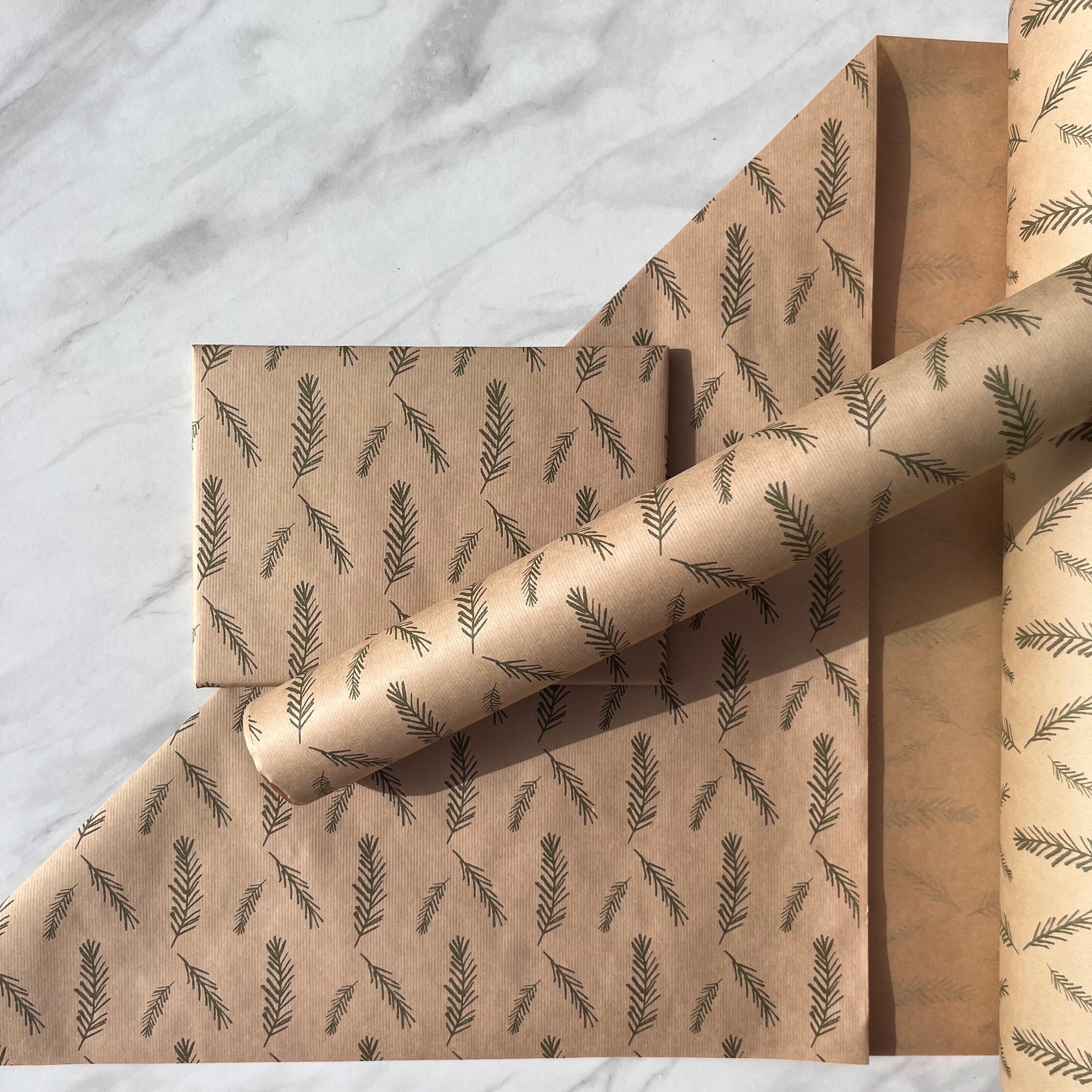 Christmas Ferns Eco Friendly Gift Wrapping Paper, 100% Recycled &  Recyclable, Luxury Sustainable Kraft Wrapping Paper 