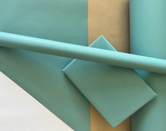 Turquoise Blue Eco Friendly Gift Wrapping Paper, 100% Recycled & Recyclable, Sustainable Kraft Wrapping Paper, Birthday, Christmas Gift Wrap