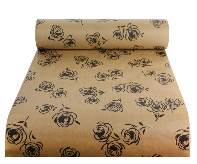 Black Rose Print Eco Friendly Gift Wrapping Paper, 100% Recycled & Recyclable Gift Wrap, Kraft Birthday Wrapping Paper, Sustainable image 6