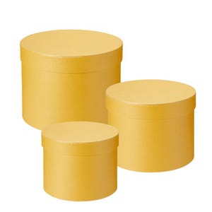 Hat Boxes Set Of 3 Round Storage Boxes, Yellow, Designer Flower Pot, Eco Friendly