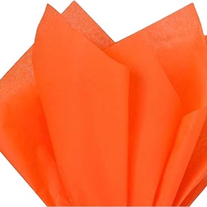 Confezione da 5 o 10 fogli di carta velina di lusso arancione, spessa 18 g/m², ecologica, formato standard 75 cm x 50 cm, prepiegata, spedizione in giornata entro le 15:00!