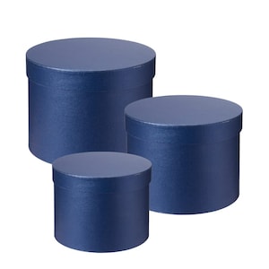 Conjunto de 3 caixas de chapéu de armazenamento, azul marinho, vaso de flores de designer, ecológico,