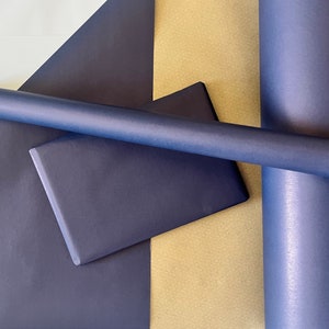 Carta da regalo ecologica blu notte/blu navy, 100% riciclata e riciclabile, carta da regalo kraft, carta da regalo per compleanno e Natale,