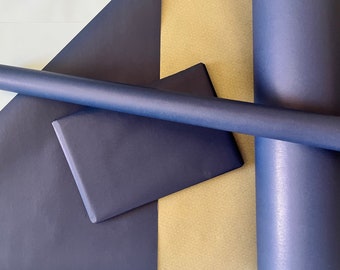 Midnight Blue/Navy Blue Eco Friendly Gift Wrapping Paper, 100% Recycled & Recyclable, Kraft Wrapping Paper, Birthday, Christmas Gift Wrap,