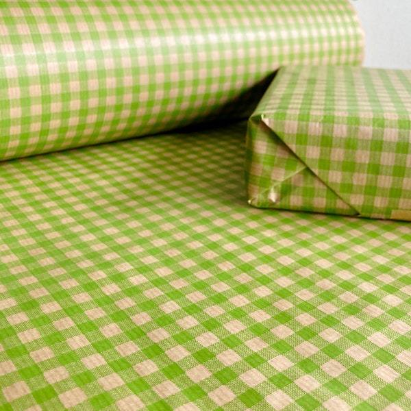 Lime Green Gingham Check Eco Friendly Gift Wrapping Paper, 100% Recycled & Recyclable Gift Wrap, Kraft Birthday Wrapping Paper