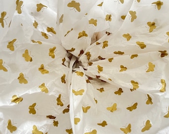 Gold Butterfly White Birthday, Mother’s Day, Anniversary, Wedding Tissue Paper Sheets 75x50 cm