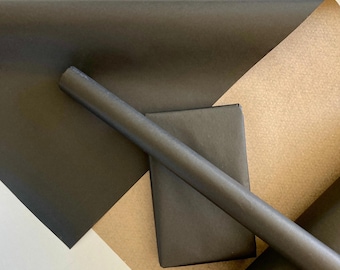 Schwarzes Geschenkpapier, 50 cm breit, umweltfreundlich, 100 % recyceltes Kraftpapier | Recycelbar, nachhaltig, plastikfrei
