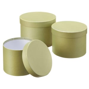 Conjunto de 3 caixas de chapéu de armazenamento, verde sálvia, vaso de flores de designer, ecológico,